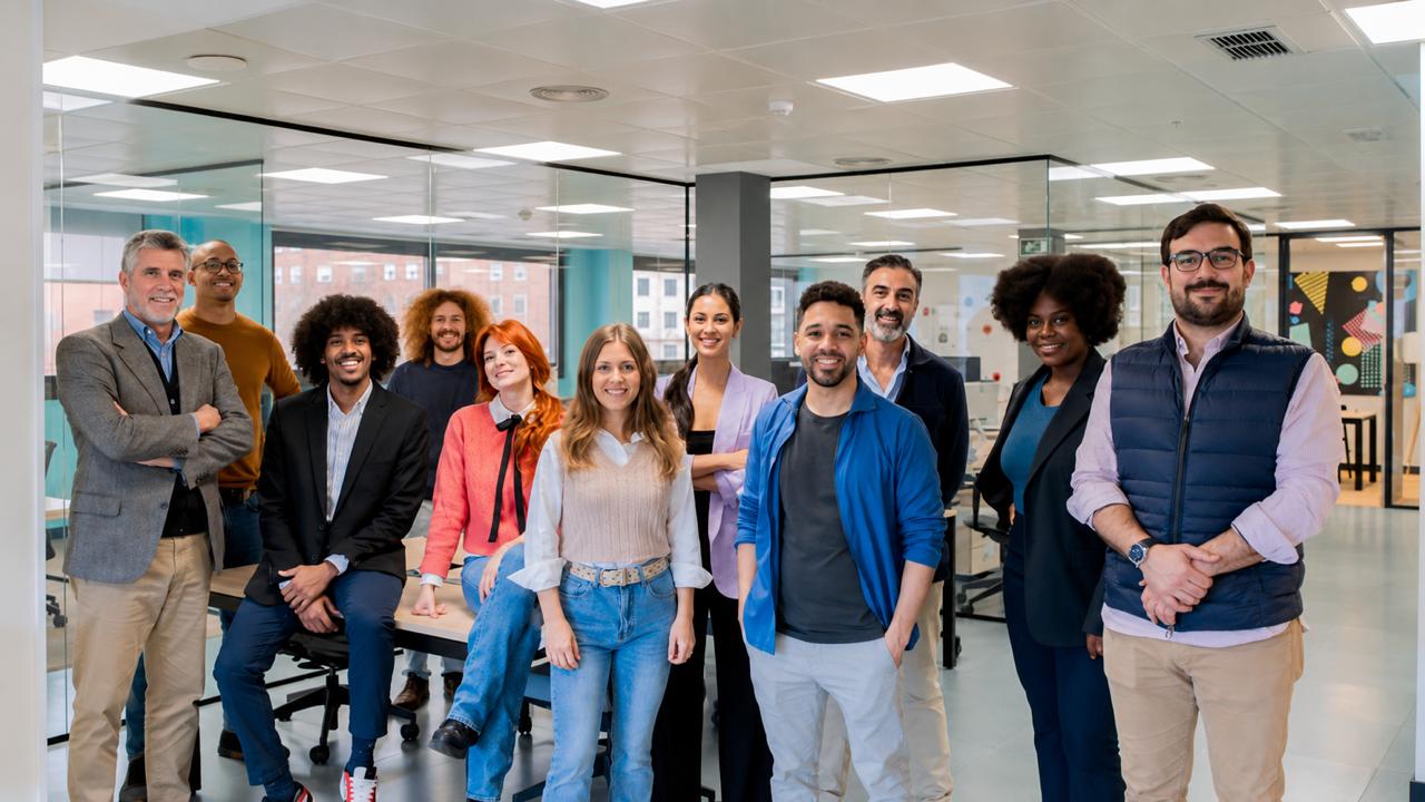 The CREA team together at the office